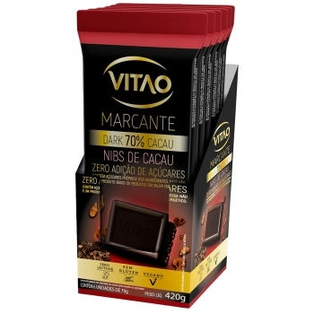 CHOC DARK MARCANTE NIBS ZERO VITAO 4X6X70G 70% CACAU