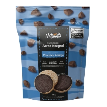 BISC ARROZ INTEG COB. CHOC MEIO AMARGO NATURATTA 24X60G