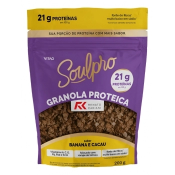 GRANOLA PROTEICA SOULPRO BANANA E CACAU 12X200G