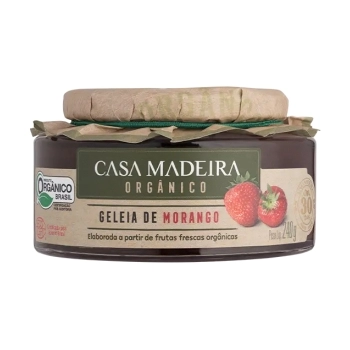 GELEIA CASA MADEIRA ORGAN MORANGO COM PEDACOS 240G