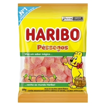 BALA DE GELATINA PESSEGO HARIBO 12X80G
