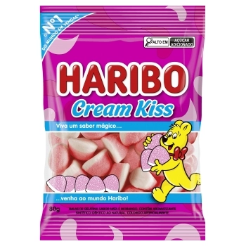 BALA GELATINA CREAM KISS HARIBO 12X80G