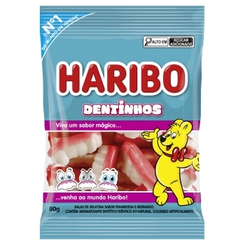 BALA GELATINA DENTINHOS HARIBO 12X80G
