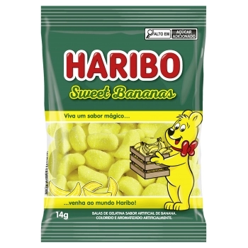 BALA GELATINA MINI BANANA HARIBO 12X12X14G