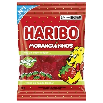 BALA DE GELATINA MORANGUINHOS HARIBO 12X75G