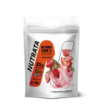 WHEY NPRO 100% MORANGO REFIL NUTRATA 900G