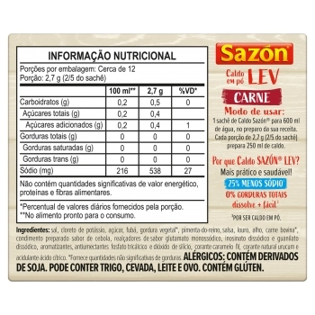 CALDO SAZON CARNE LEVE 32,5G C/48