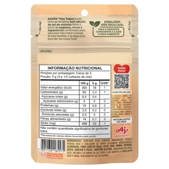 TEMPERO SAZON MEU TOQUE CASEIRO POUCH 16G C/21