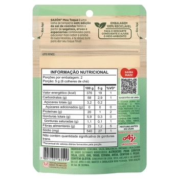 TEMPERO SAZON MEU TOQUE ERVAS POUCH 10G C/21